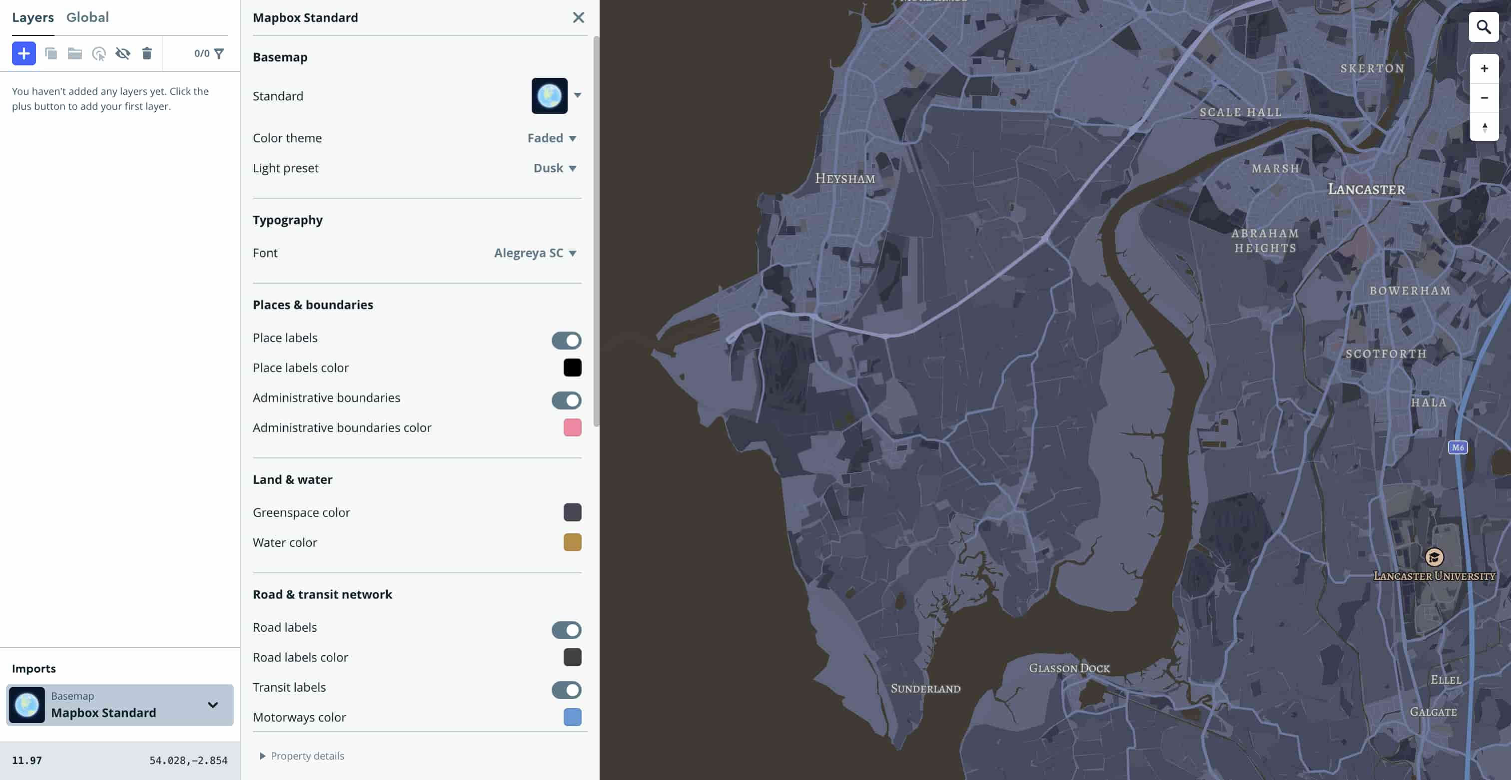 Tutorial exploration 2 – Experimenting with mapbox colours and fonts
